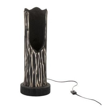 Lampe de table paulownia massif noir et beige Diere