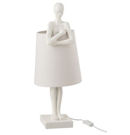 Lampe de table pied figurine résine blanche Ettis
