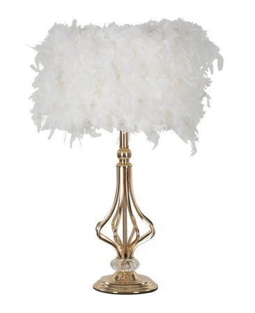 Lampe de table plume blanche dorée TARTY CHIC