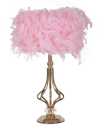 Lampe de table plume rose dorée TARTY CHIC
