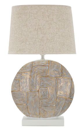 Lampe de table résine géométrique beige ECLIPS
