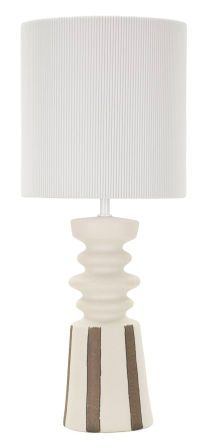Lampe de table sculpturale design blanc et doré à motifs gravés TAL