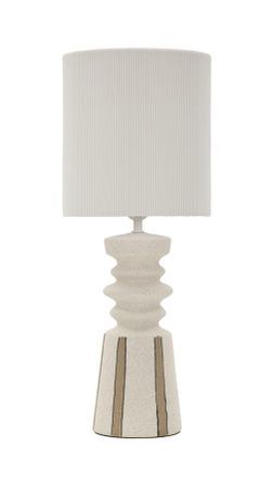 Lampe de table sculpturale design blanc satiné lignes élancées LISA