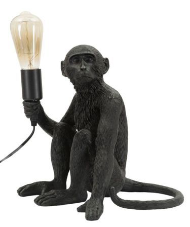 Lampe de table singe assis noir 33x33x32 cm