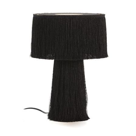 Lampe de table tissu à franges noir Angie