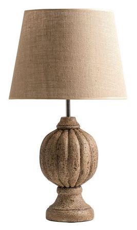 Lampe de table tissu beige et pied manguier massif clair Endof 2