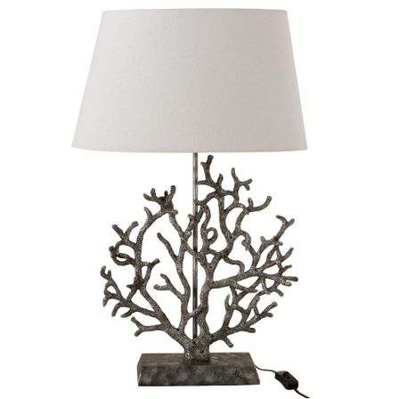 Lampe de table tisu blanc et résine gris Liray