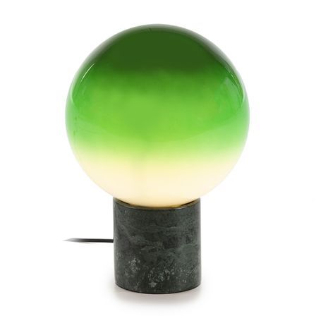 Lampe de table verre et pied marbre vert Kipras