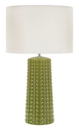 Lampe de table verte design céramique vert olive reliefs verticaux GLISS