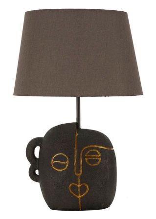 Lampe de table visage tribal doré OLA