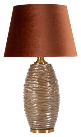 Lampe design en verre texturé et abat-jour brun élégant Prisca