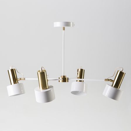 Lampe suspension métal blanc et doré Xéna H 46 cm