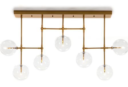 Lampe suspension verre et métal doré Vera H 90