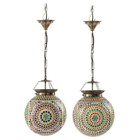 Lampe suspension verre multicolore Veeda D 26 cm - Lot de 2