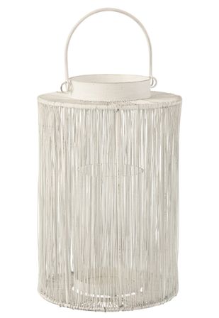 Lanterne moyenne métal blanc Leyla H 38.5 cm