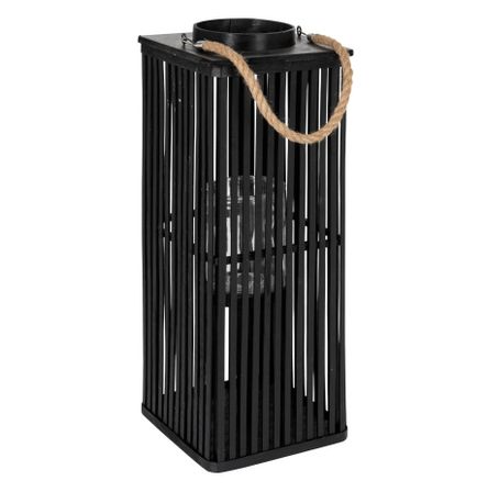 Lanterne rectangulaire bambou noir Bialli H 60 cm - Lot de 4