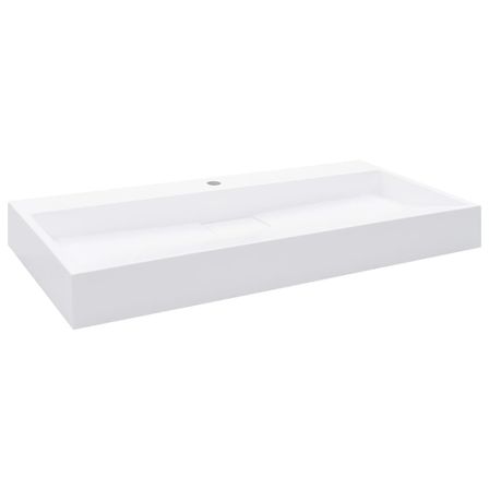 Lavabo 100x46x11 cm Fonte minérale/marbre Blanc