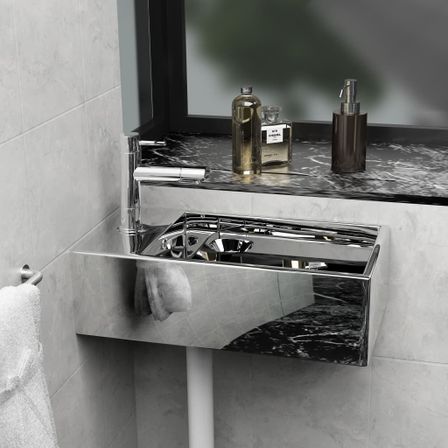 Lavabo avec trop-plein 49 x 25 x 15 cm Céramique Argenté