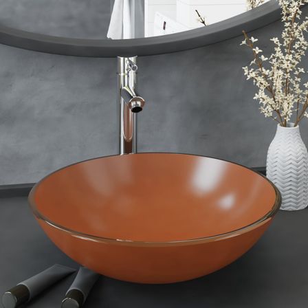 Lavabo de bain avec robinet et drain à poussoir Verre trempé 8