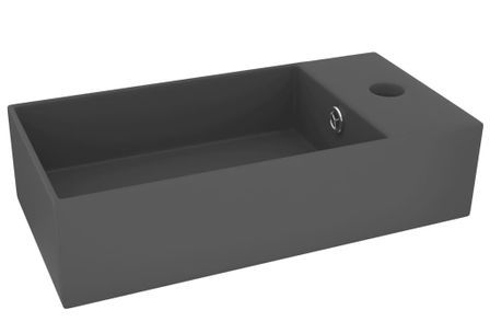 Lavabo de salle de bain avec trop-plein Céramique Gris foncé