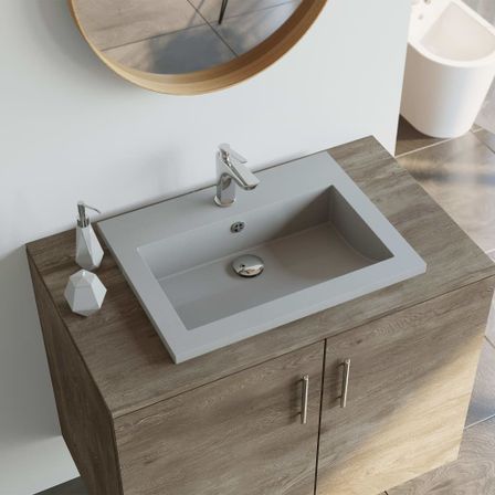 Lavabo en granit 600 x 450 x 120 mm Gris