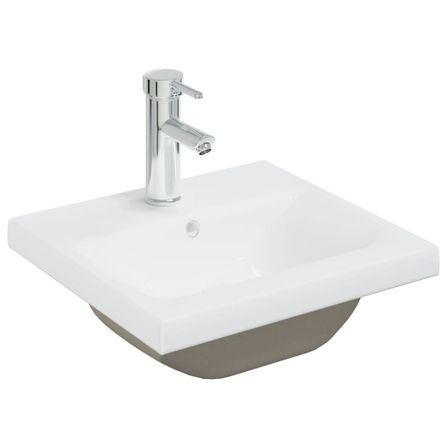 Lavabo encastré avec robinet 42x39x18 cm Céramique Blanc