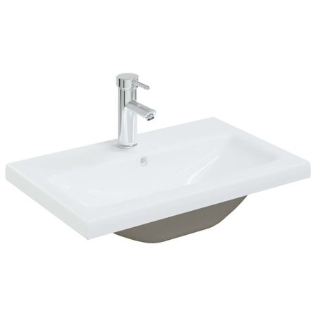 Lavabo encastré avec robinet 61x39x18 cm Céramique Blanc
