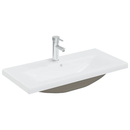 Lavabo encastré avec robinet 81x39x18 cm Céramique Blanc