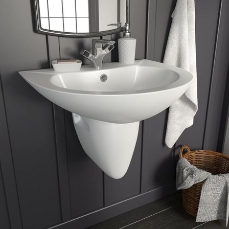 Lavabo mural Céramique Blanc 520 x 450 x 190 mm