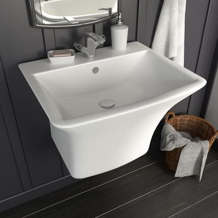 Lavabo mural Céramique Blanc 530 x 440 x 370 mm