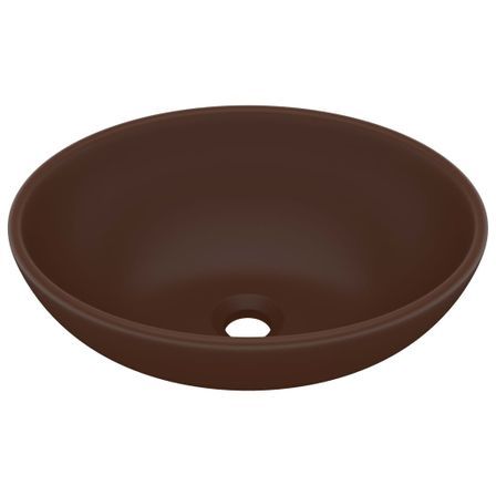 Lavabo ovale de luxe Marron foncé mat 40x33 cm Céramique