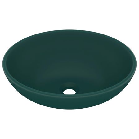 Lavabo ovale de luxe Vert foncé mat 40x33 cm Céramique