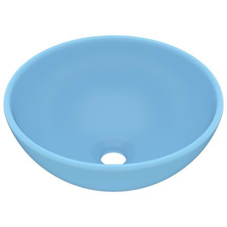 Lavabo rond de salle de bain Bleu clair mat 32,5x14cm Céramique