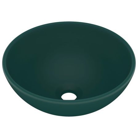 Lavabo rond de salle de bain Vert foncé mat 32,5x14cm Céramique