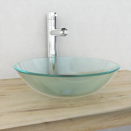Lavabo Verre trempé 42 cm Givré