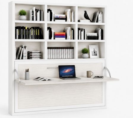 Le lit escamotable horizontal avec bureau et bibliothèque intégrés SPACIO - Ouverture automatique assistée