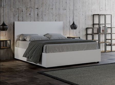 Lit 160x190 cm avec coffre bois blanc Landa