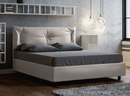 Lit 160x190 cm simili cuir blanc Ary