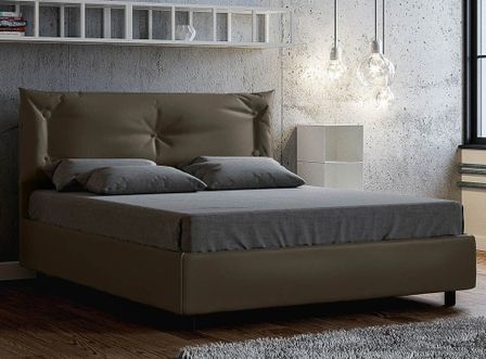 Lit 160x190 cm simili cuir gris sur mesure sans sommier Ary