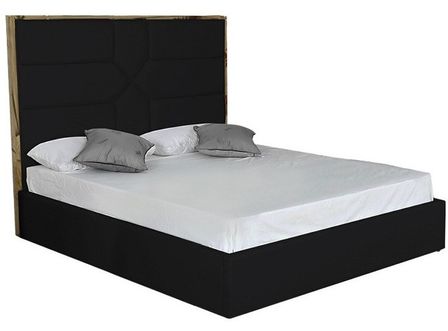Lit 180x200 cm avec coffre de rangement et tête de lit simili cuir noir Delhie