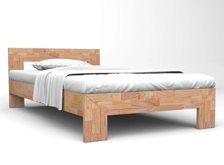 Lit 2 places 160x200 cm bois de chêne massif vernis Torin