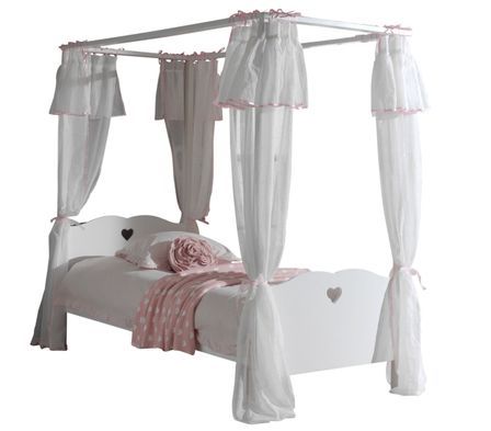 Lit à baldaquin AMORI 90x200 – Blanc laqué, élégant & personnalisable