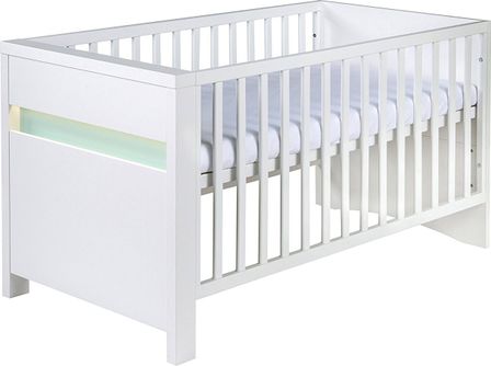 Lit à barreaux hêtre massif blanc et turquoise Planet Türkis 70