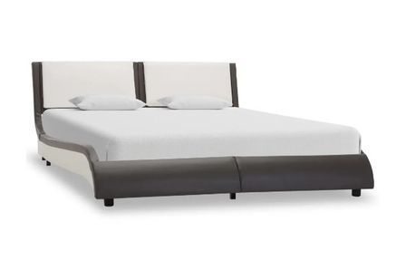 Lit à Led 160x200 cm simili cuir blanc et gris Punchi