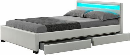 Lit à led avec 4 tiroirs simili cuir Denvers