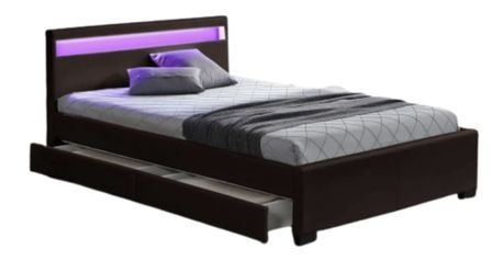 Lit à led avec 4 tiroirs simili cuir Denvers