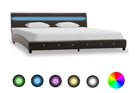 Lit à LED simili cuir gris Bisco 180x200 cm