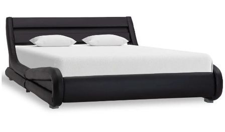 Lit adulte à LED simili cuir noir Pam 140x200 cm