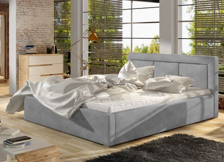 Lit adulte avec coffre de rangement Berlino - Velours rembourré