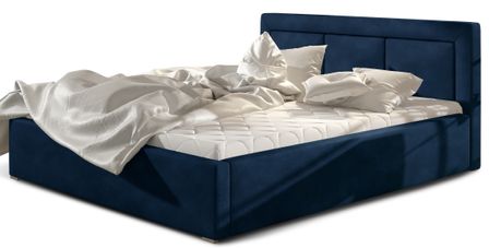 Lit adulte avec coffre de rangement Berlino - Velours rembourré